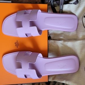 Hermes Oran Sandal Lilac Pastel Purple Leather size 40.5EU=10.5US insole 10.3in